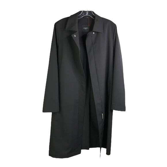 Weekend Max Mara Trench Coat Womens Sz 10 Black Stretch Full Zip Collared Belted - Picture 2 of 7